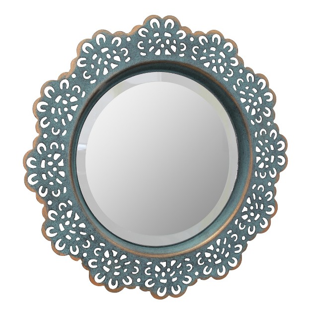 Decorative Floral Metal Lace Wall Mirror Dark Turquoise Stonebriar Collection