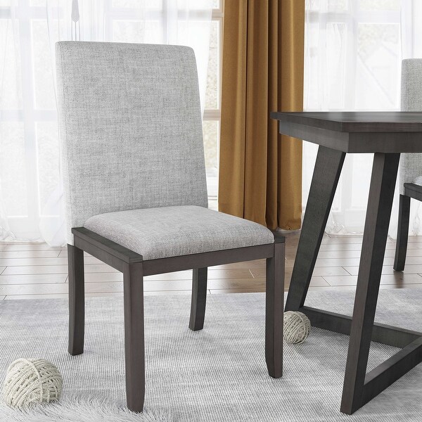 Wooden 5-Piece Dining Set: Rectangular Table with 4 Linen Fabric Chairs