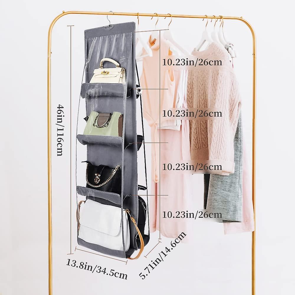 Hanging Handbag Organizer 2 Pcs Hanging Purse Organizer With 8 Easy Access Pockets Dustproof Hanging Bag Organizer For Purse Handbag， Purse Organizer