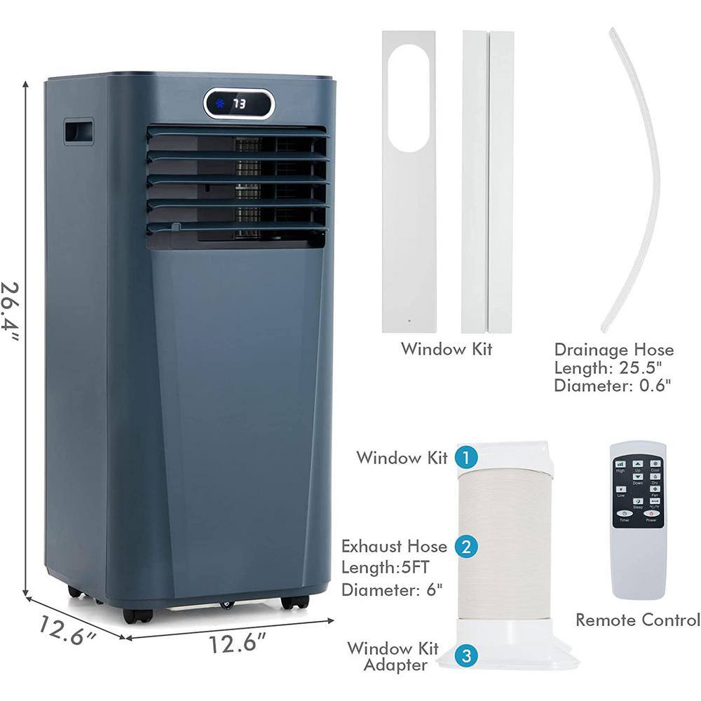 Gymax 3-in-1 8000 BTU (ASHRAE) 5300 (DOE) BTUPortable Air Conditioner AC Unit Air Cooler with 24H Timer Dark Blue GYM09753