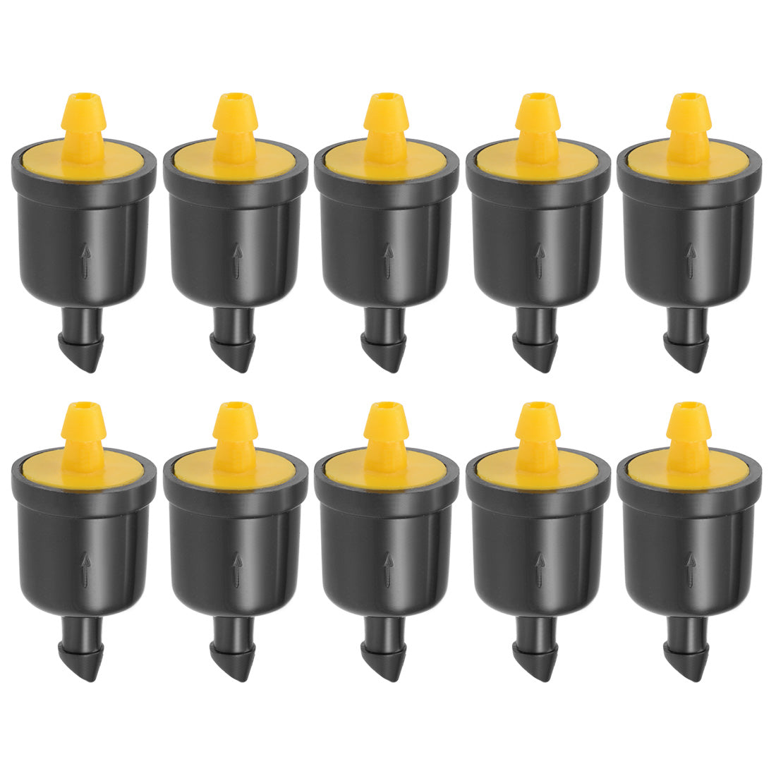 Pressure Compensating Dripper 5GPH 20L/H Emitter for Garden Lawn Drip Irrigation with Barbed Hose Connector Yellow 10pcs