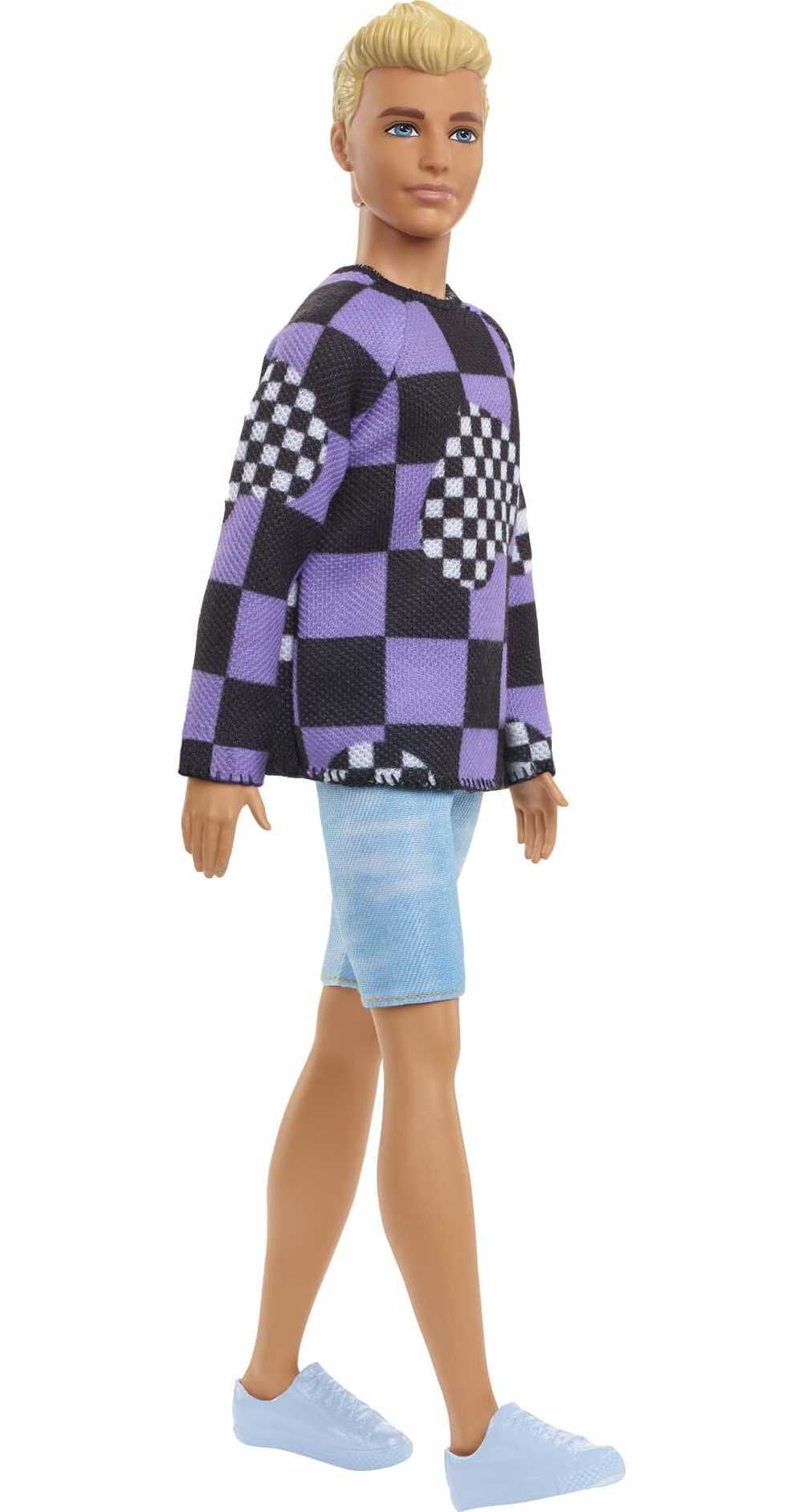 Barbie Fashionistas Ken Fashion Doll #191 in Checkered Sweater with Blonde Hair & Sneakers