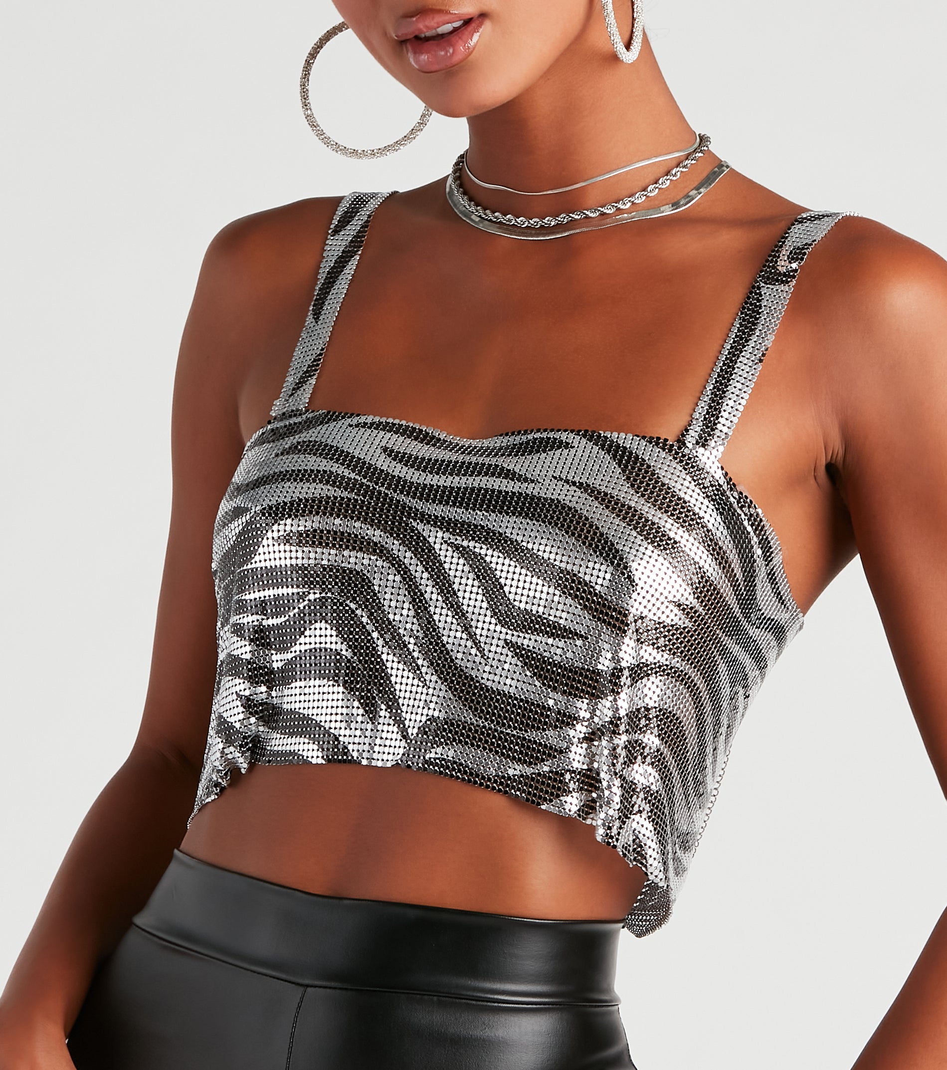 Wild Side Zebra Print Chainmail Top