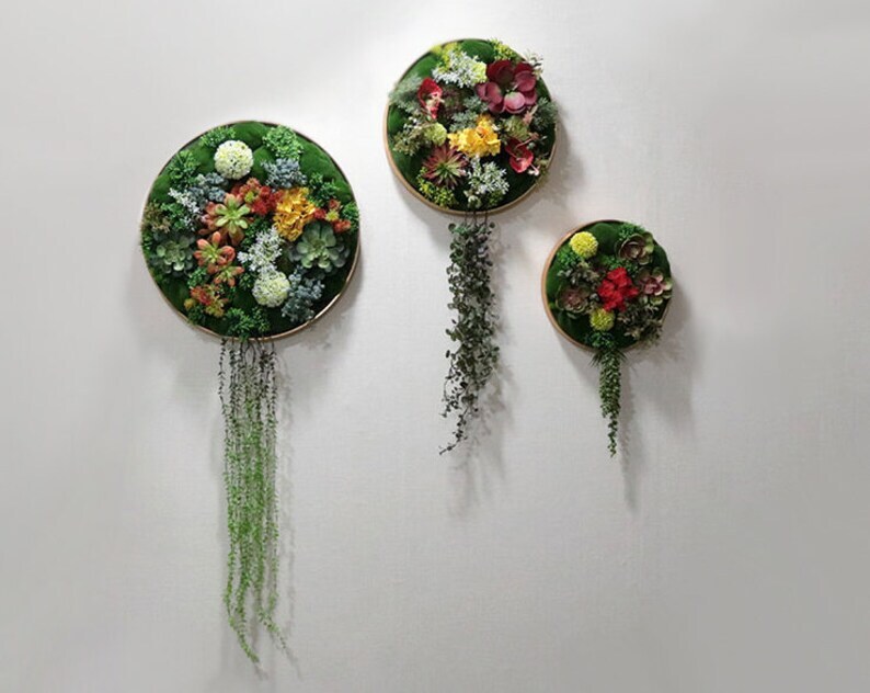 Artificial Succulent And Plant Wall Art, Fake Succulents In Frame, Fra