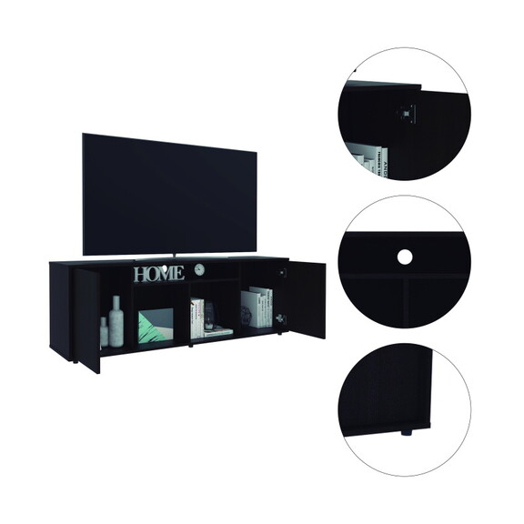 Falmouth Rectangle 3 Shelf TV Stand Black Wengue B...