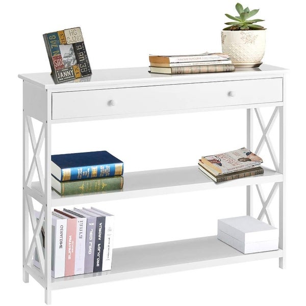 EROMMY 3-Tiered Classic X Design Sofa Table