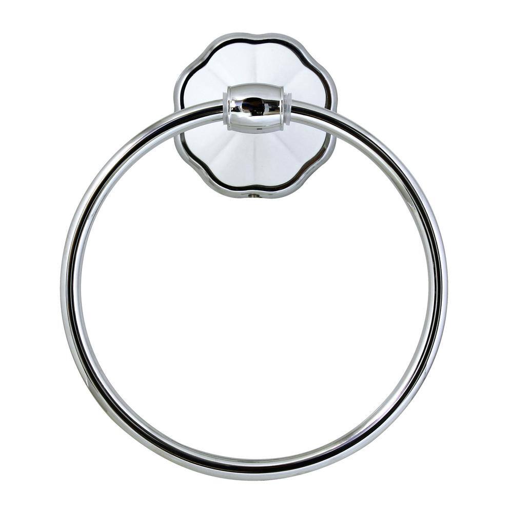 MODONA FLORA Towel Ring in White Porcelain and Polished Chrome 9970-A