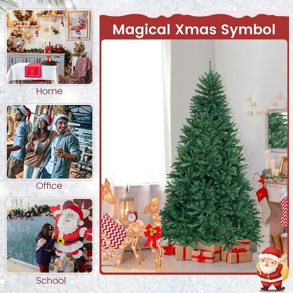 Costway 7.5FT Hinged Christmas Tree Unlit Artificial Xmas Decoration