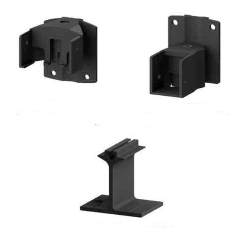 PEAK AquatinePLUS 2 in. 2.5 in. x 5 in. Black Aluminum Pool Fence Picket Angle Bracket Kit 57911