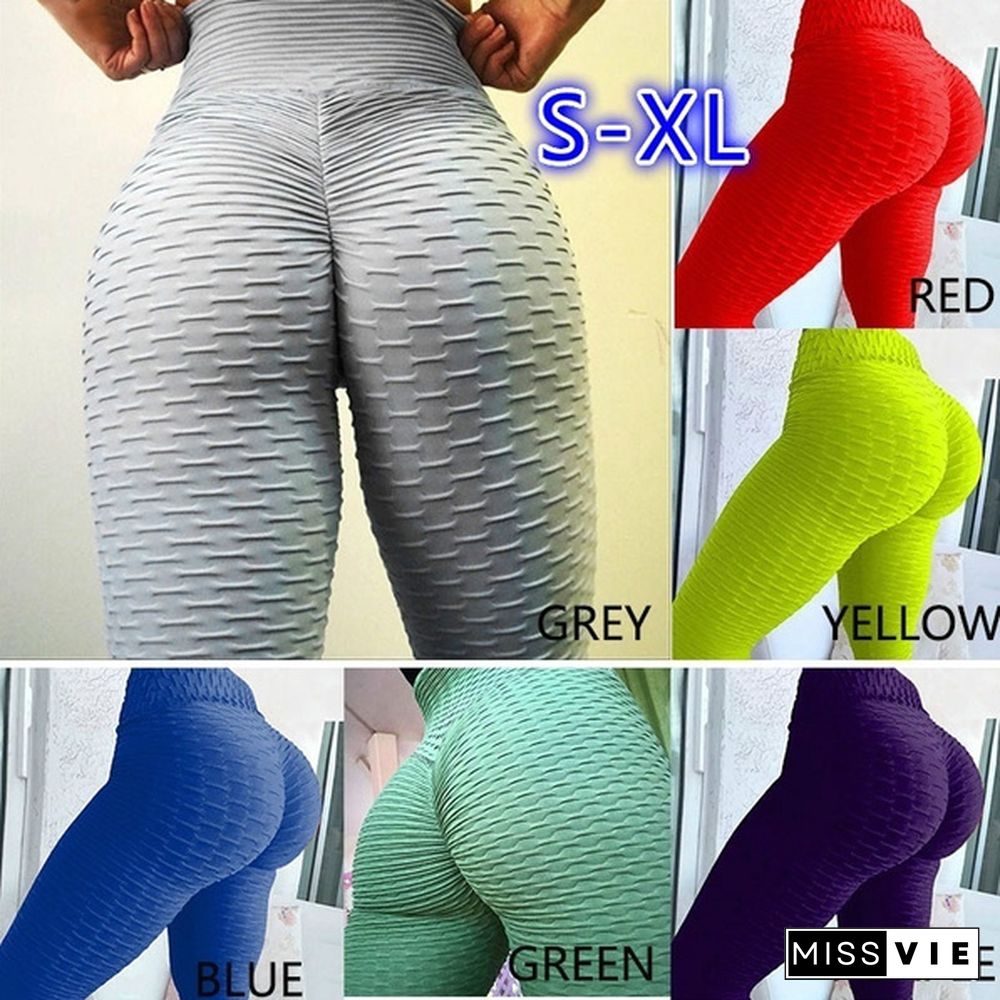 9 Colors Choose Sexy Hip Tight Yoga Pants Fitness Sports Leggings Bubble Sports Leggings Female Running Trousers High Waist Yoga Tight Sports Pants (S-2XL)