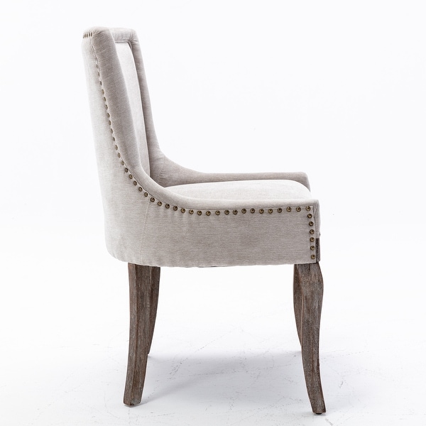 Ultra Side Fabric Dining Chair with Neutrally Toned Solid Wood Legs