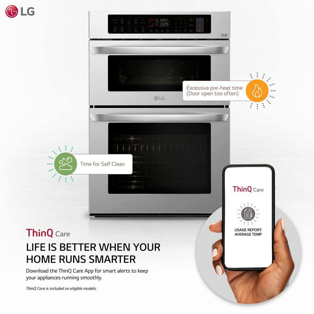 LG 30 in. Combination Double Electric Smart Wall Oven wConvection EasyClean Built-in Microwave in Stainless Steel LWC3063ST