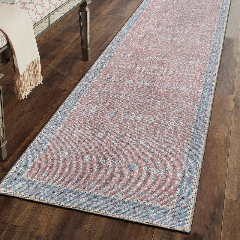 World Rug Gallery Transitional Bordered Floral Machine Washable Area Rug