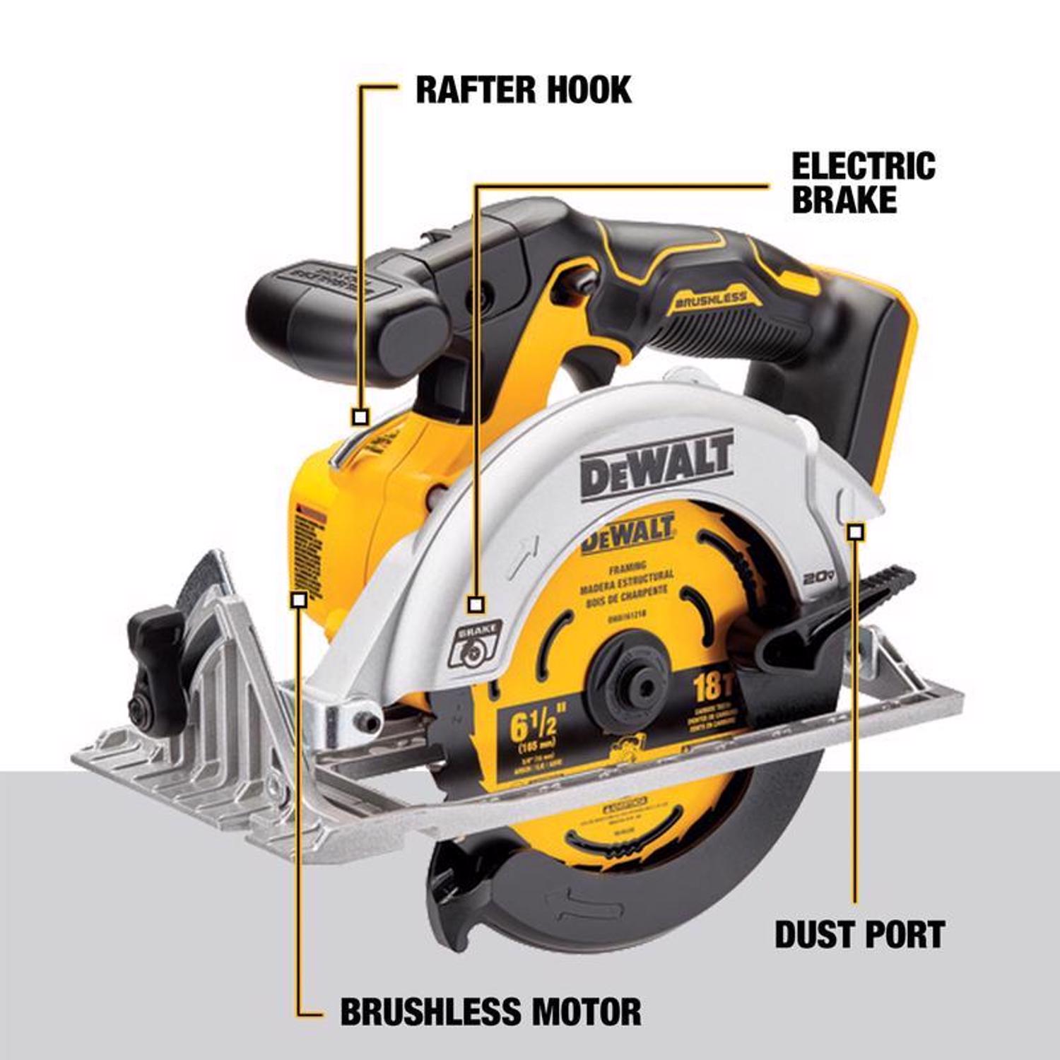 DW 20V MAX 6-1/2 in. Cordless Brushless Circular Saw with Brake Tool Only