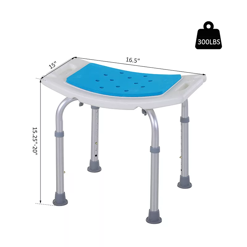 Homcom 6 Level Adjustable Curved Bath Stool Spa Shower Chair Non Slip Design for the Elderly Injured and Pregnant Women