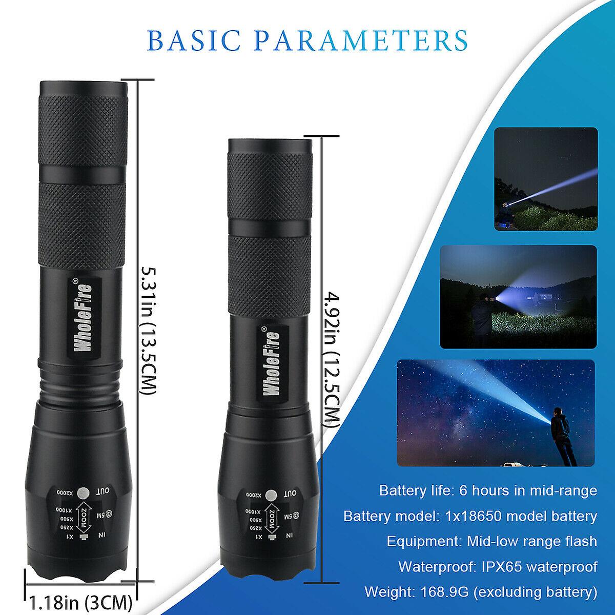 2pcs Police 2000lumens T6 Led Flashlight Mini Zoom Torch