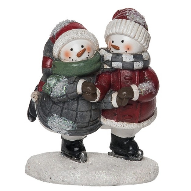 Transpac Resin 5 5 In Multicolored Christmas Quilted Skating Snowman Figurine