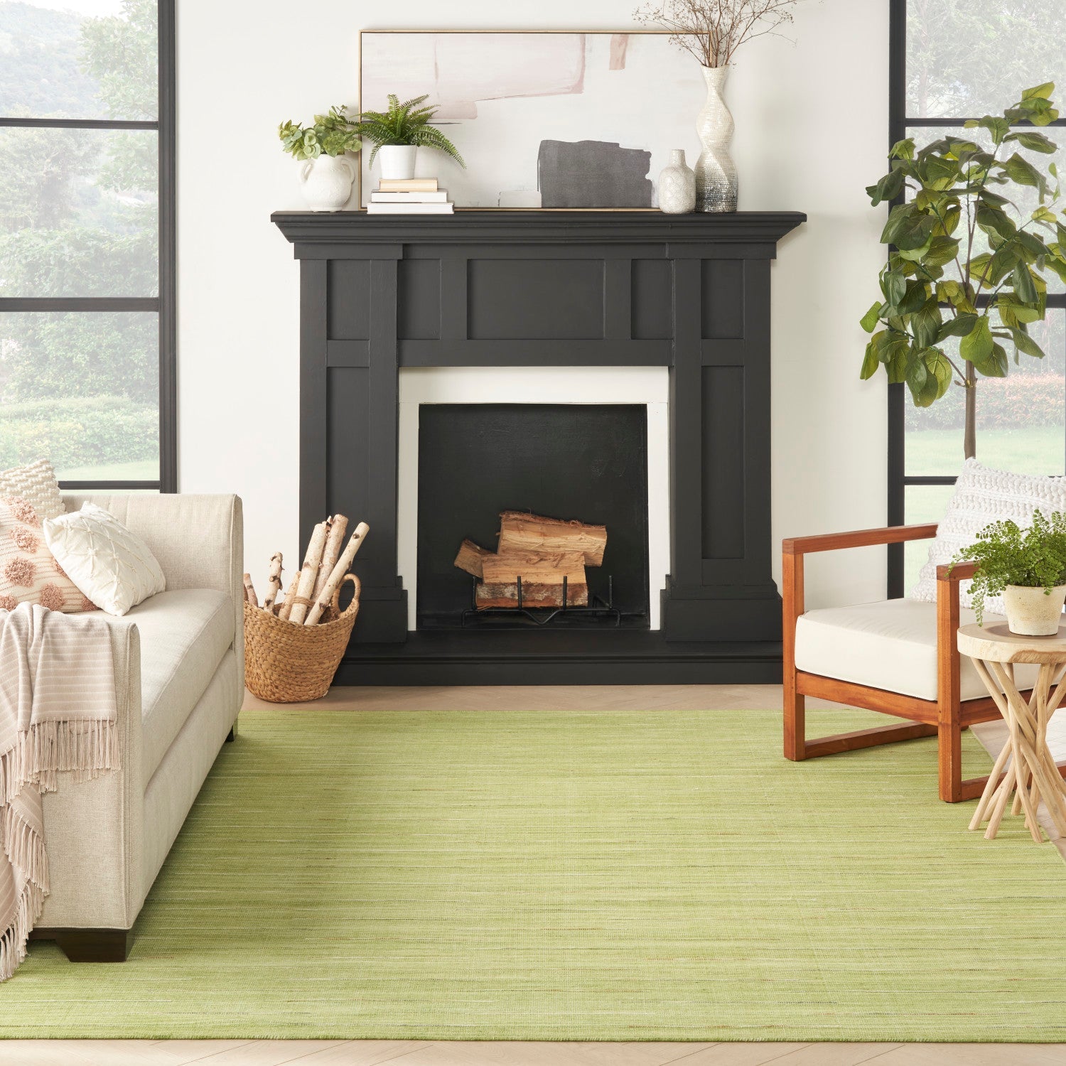 Interweave Green Modern Rug