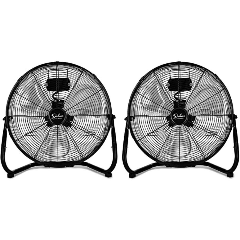 Aoibox 20 in. 3-Speed High-Velocity Heavy Duty Metal Industrial Floor Fans in Black Quiet for Home Commercial Use (2-Pack) SNMX271