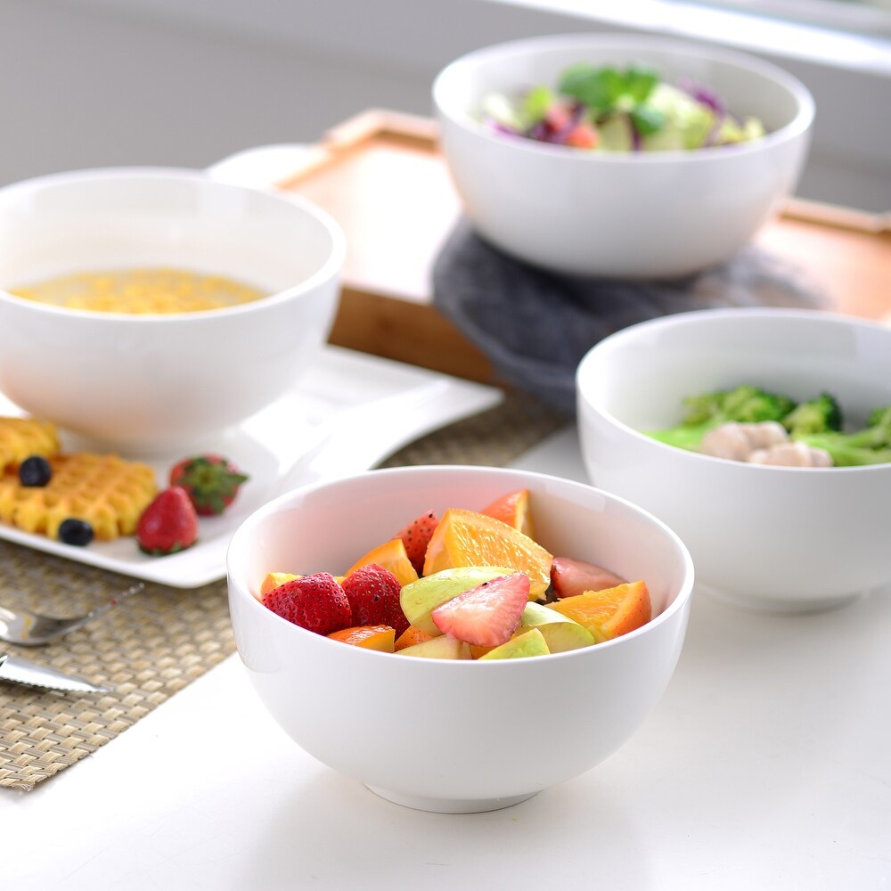 MALACASA 4 Piece Porcelain Soup Salad Bowls Set