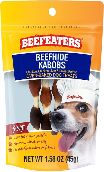 Beefeaters Beefhide Kabobs Jerky Dog Treats， 1.58-oz， case of 12