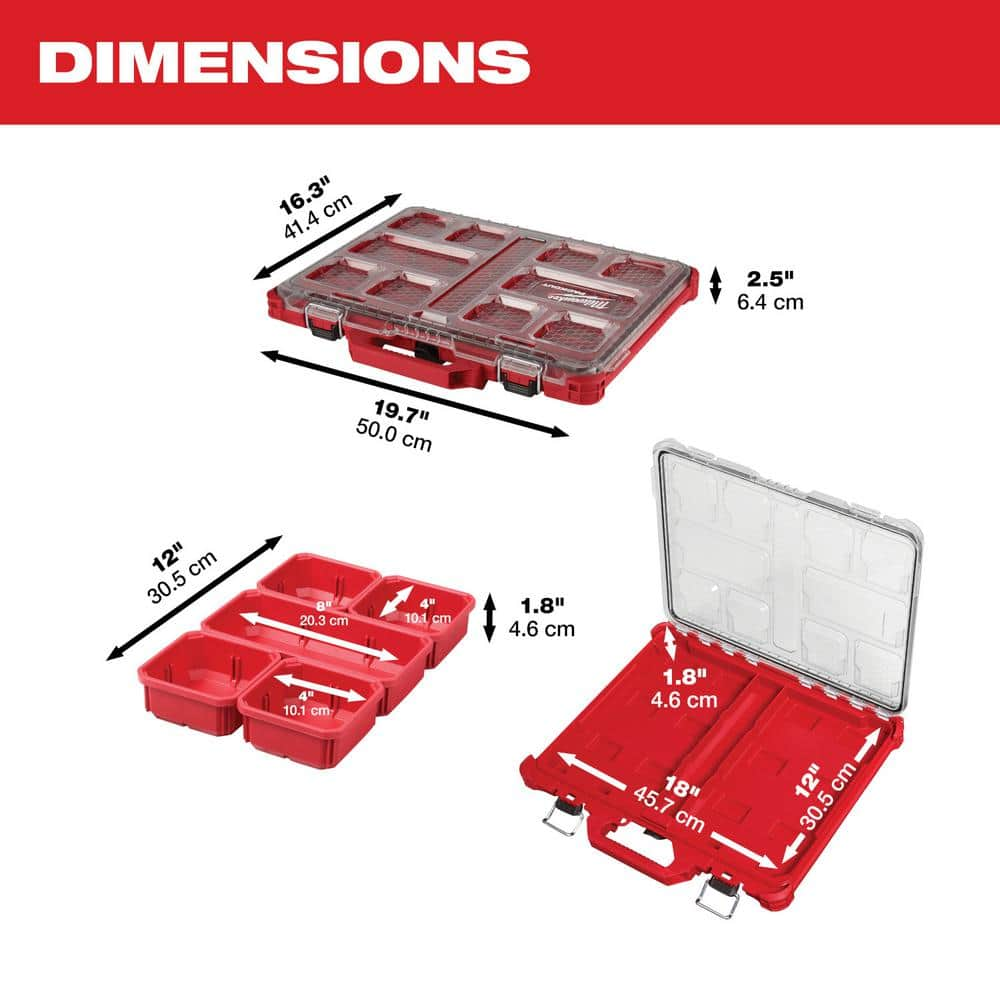 Milwaukee PACKOUT 11-Compartment Low-Profile Impact Resistant Portable Small Parts Organizer 48-22-8431