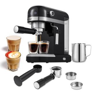 Edendirect 1350-Watt 2-Cup Black Espresso Machine 20-Bar Compact Coffee Maker with Milk Frother Steam Wand and 1.4 l Water Tank GBKXYGCF20D