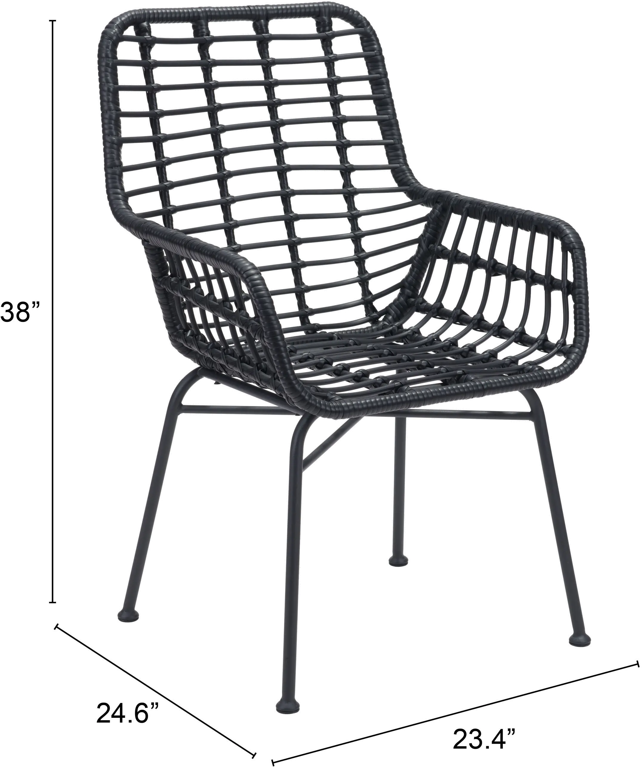 Pair of Black Modern Patio Dining Chairs - Lyon