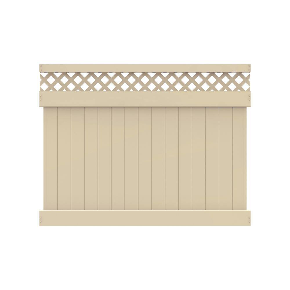 Barrette Outdoor Living Anderson 6 ft. x 8 ft. Sand Vinyl Lattice Top Fence Panel 73040114