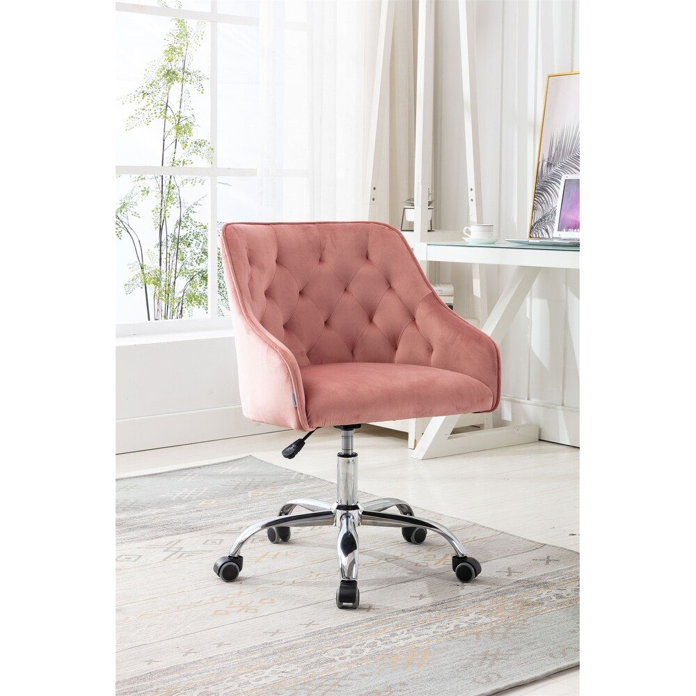 360 Degree Swivel Accent Chairs Velvet Office Chair with Casters