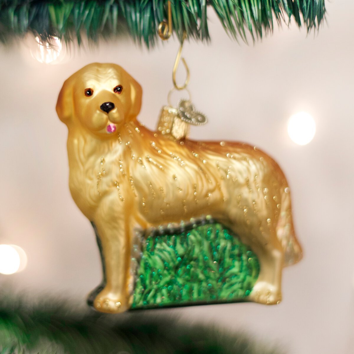 Old World Christmas Golden Retriever Glass Tree Ornament