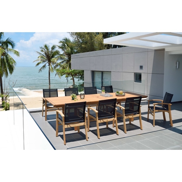 LifestyleGarden 9pc Teak Finish Outdoor Patio Dining Set