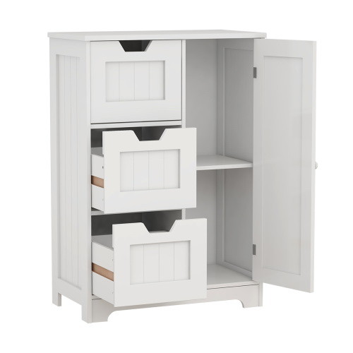 White freestanding storage cabinet for bathroom an...