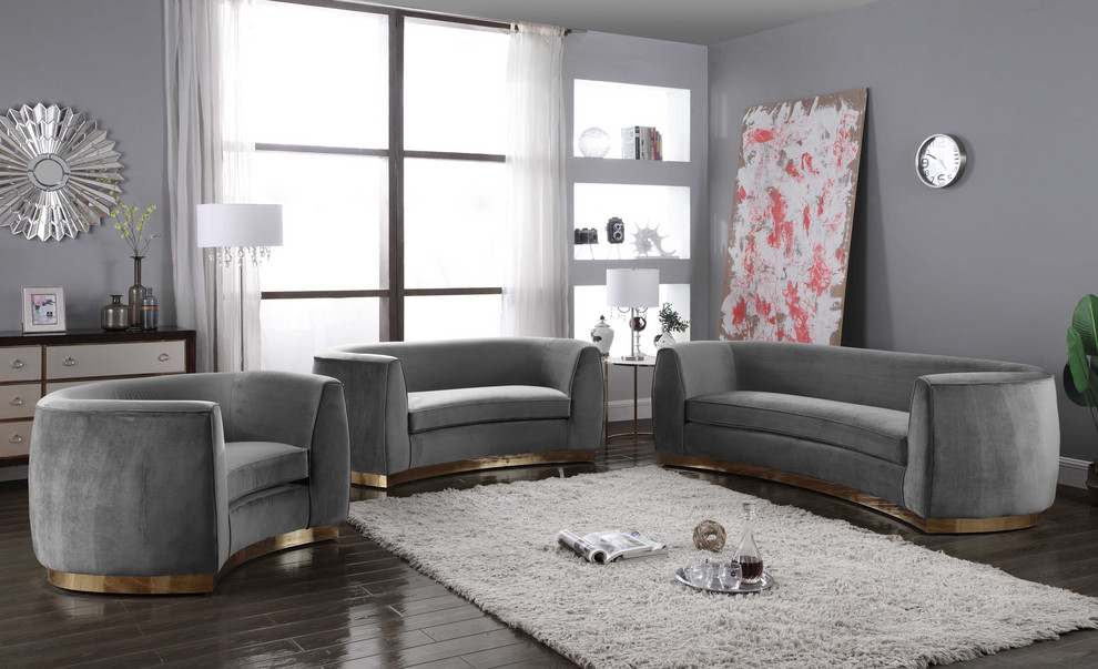 Julian Velvet Upholstered Set   Contemporary   Armchairs And Accent Chairs   by Meridian Furniture  Houzz