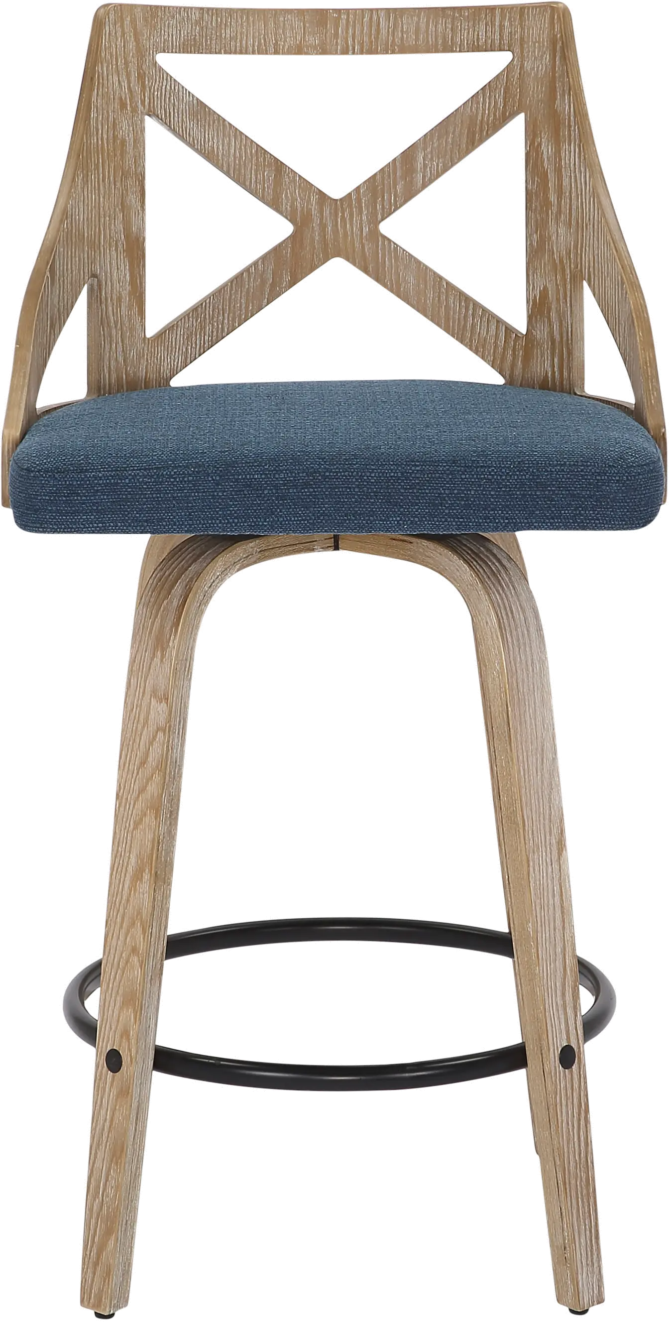 Charlotte Blue and White-Washed Wood Counter Stool， Set of 2