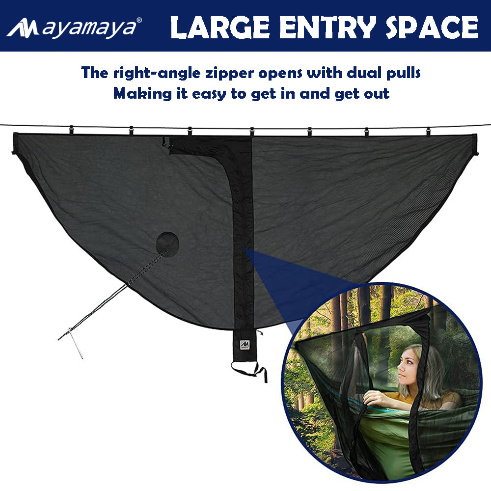 AYAMAYA Mosquito Net, Wide Room Hammock Bug Net,Breathable Mesh Net Equip with Hanging Bag & Lantern Hook,Ultralight Outdoor No-See-Um Spider Bug Nets for Hammocks