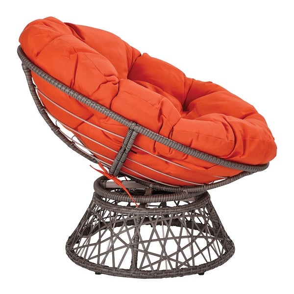 OS Home and Office Furniture Model Papasan Chair with Orange cushion and Dark Grey Wicker Wrapped Frame