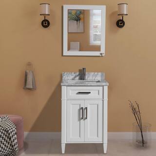 Vanity Art Savona 24 in. W x 22 in. D x 36 in. H Bath Vanity in White with Vanity Top in White with White Basin and Mirror VA2024-W