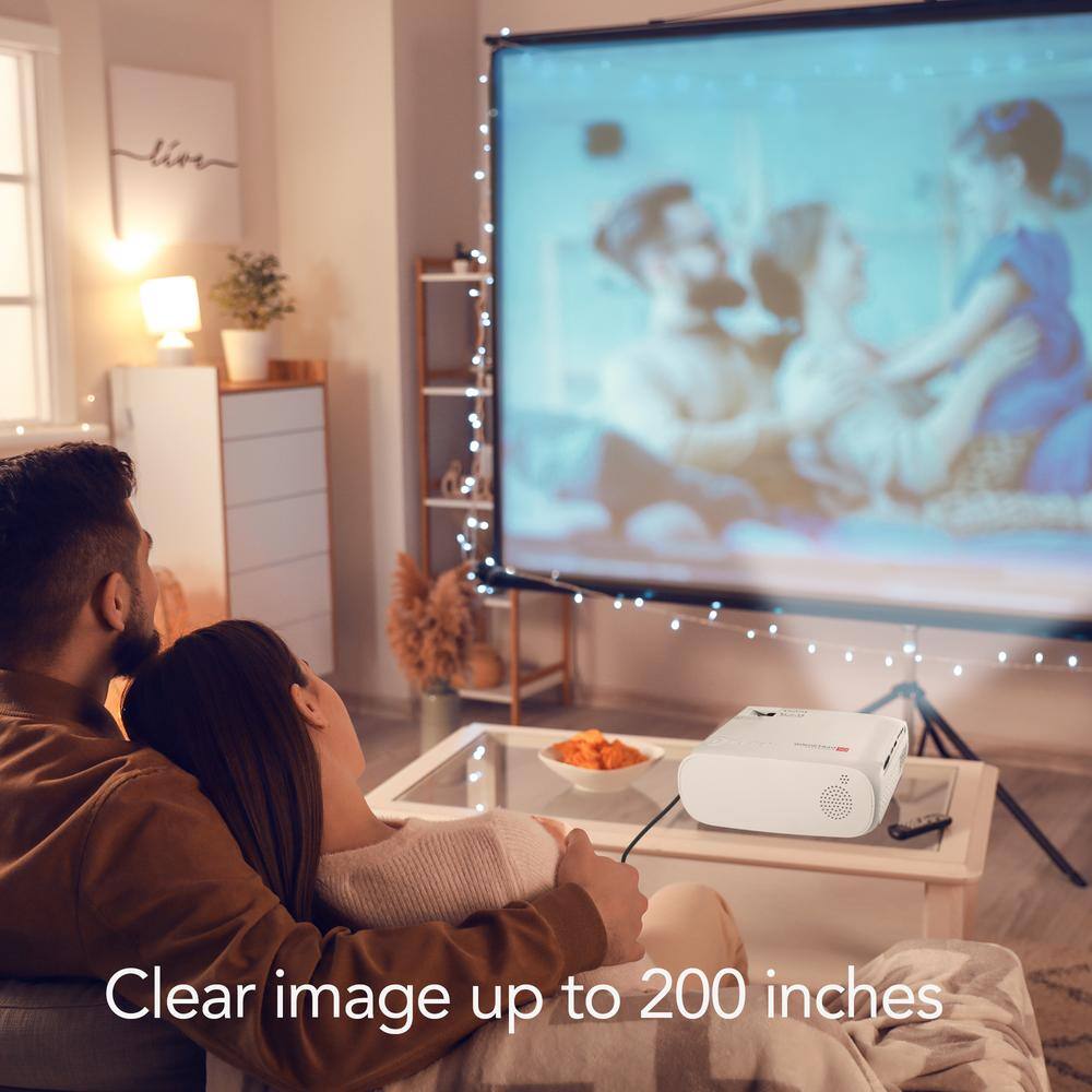 DARTWOOD Premium Projector 1920 x 1080 Resolution - 200 in. Portable Projector and Built-In Speaker - with 4400 Lumens PremProjectorUS