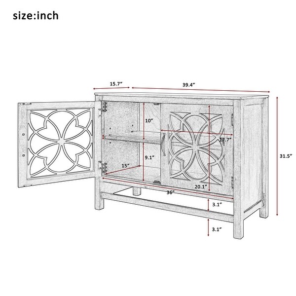 Wood Buffet with 2 Doors and Adjustable Shelf，For Entryway，Dining Room