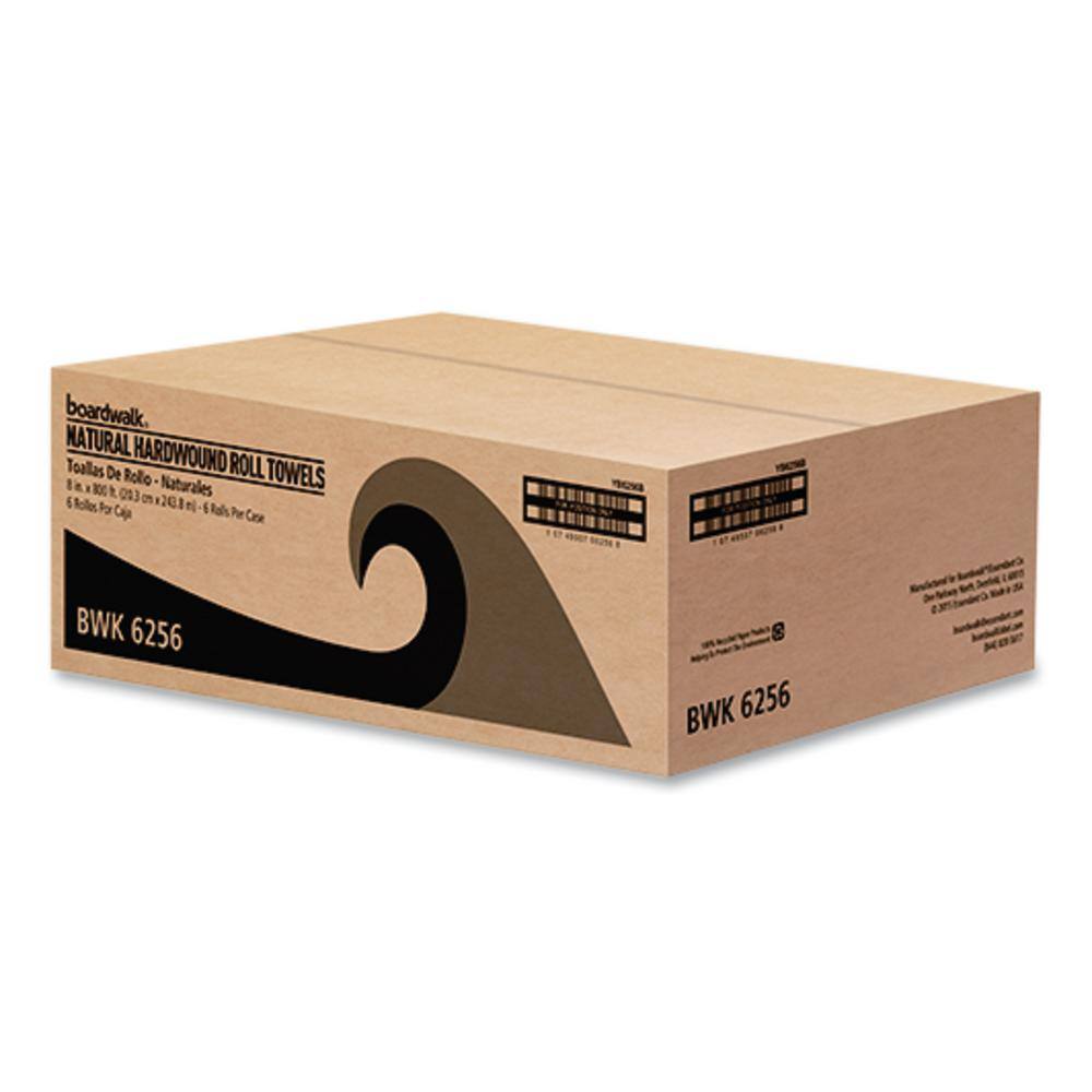 Boardwalk Hardwound Paper Towels Nonperforated 1-Ply Natural 800 ft (6 Rolls per Carton) BWK6256