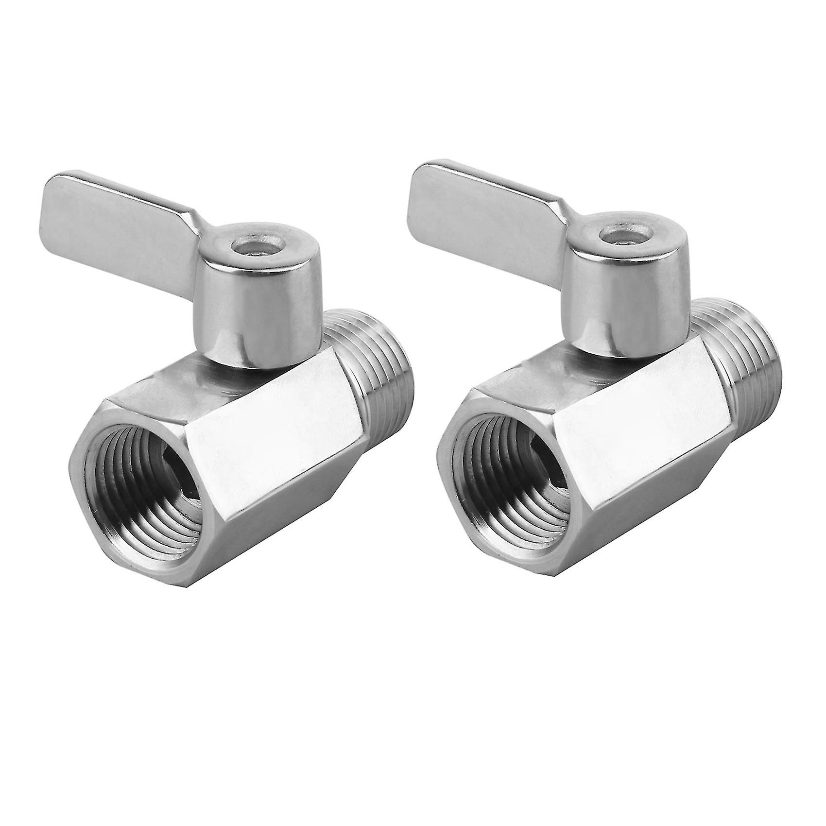 2x 316 Stainless Steel Mini Ball Valve(1/2 Inch Female X Male) Npt Thread， Water Flow Regulator Hea