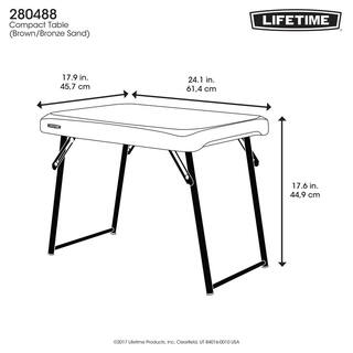 Lifetime 24 in. Brown Plastic Folding Side Table 280488