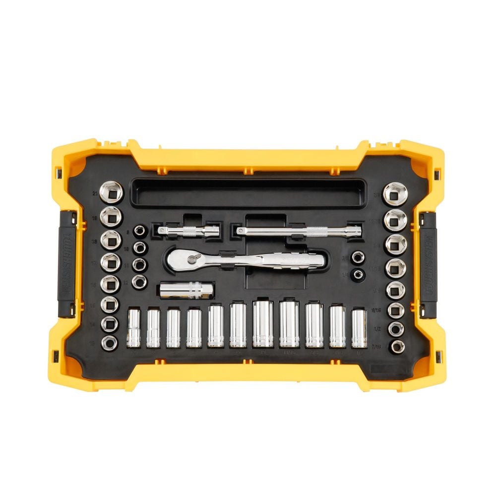 DEWALT Socket and Ratchet 37pc Set with TOUGHSYSTEM 2.0 Shallow Tool Tray DWMT45400 from DEWALT