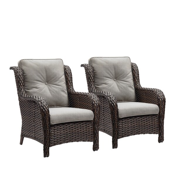 Outdoor Patio Rattan Chairs with Cushions Set of 2