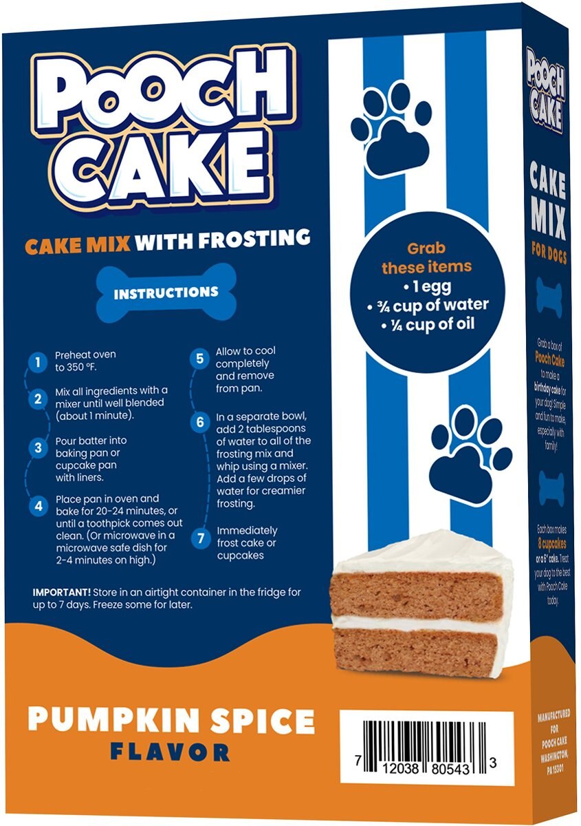 Pooch Cake Wheat-Free Pumpkin Spice Cake Mix and Frosting Dog Treat， 9-oz box