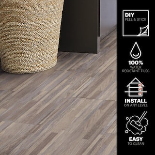 TrafficMaster Beach Sand 3 MIL x 12 in. W x 25 in. L Peel and Stick Water Resistant Vinyl Tile Flooring (30.2 sqftcase) A4269451