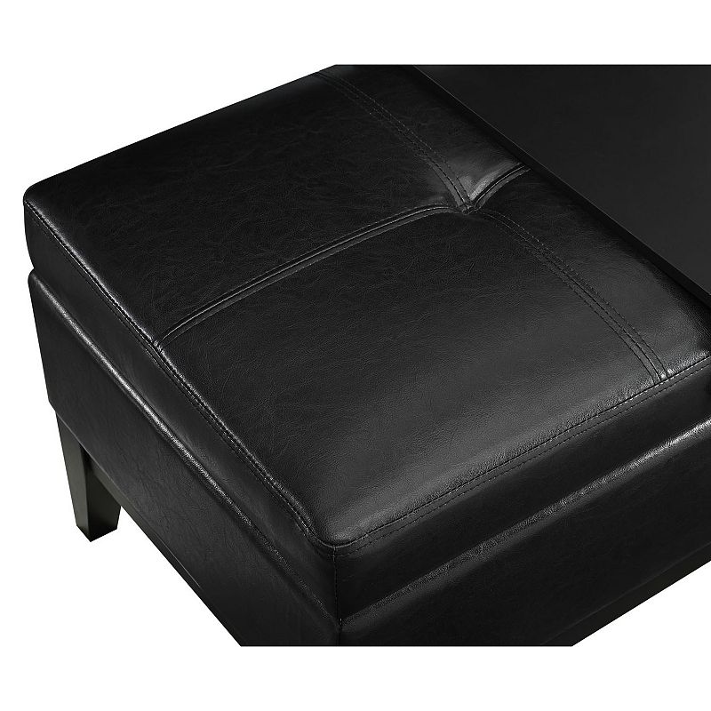 Simpli Home Oregon Faux-Leather Storage Ottoman and Tray 2-piece Set