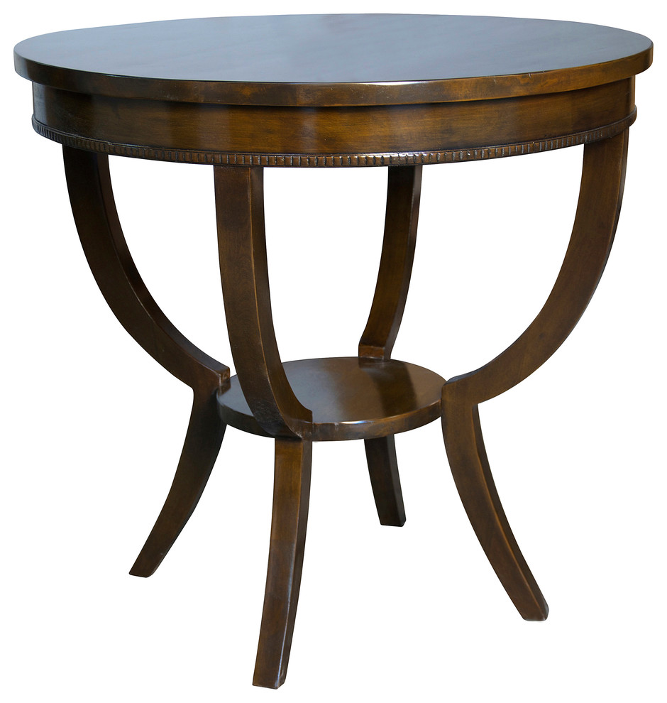 Scheffield Round End Table  Distressed Brown   Transitional   Side Tables And End Tables   by HedgeApple  Houzz