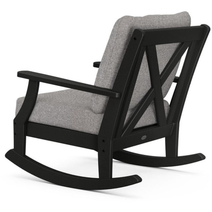 POLYWOOD Braxton Deep Seating Rocking Chair in Black / Grey Mist